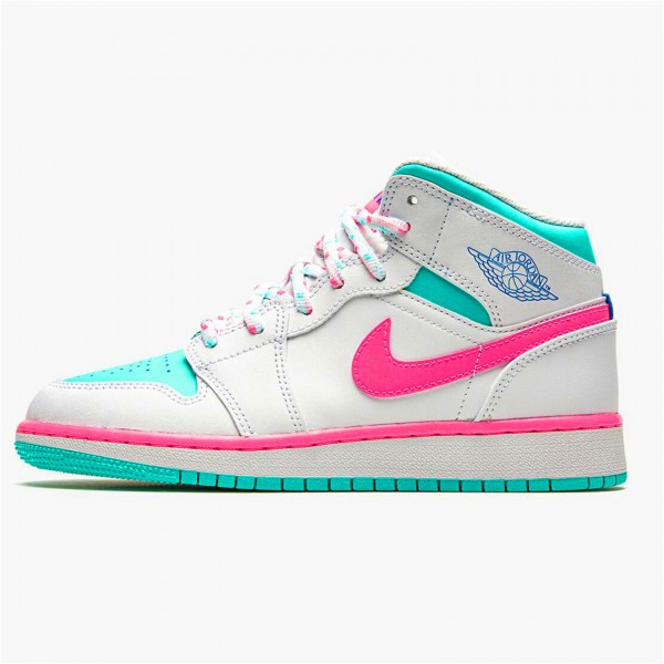 OG Tony Jordan 1 Mid White Pink Green Soar (GS)